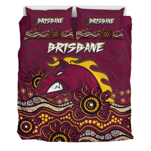 Brisbane City Sport Custom Bedding Set - Custom Maroon Bronxnation Blooded Aboriginal Inspired Bedding Set