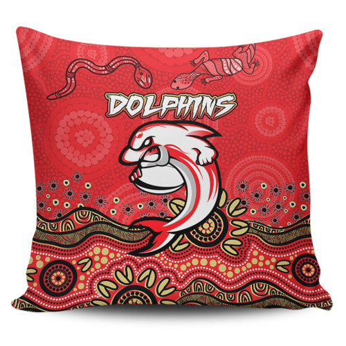Redcliffe Sport Custom Pillow Covers - Custom Red Dolphins Blooded Aboriginal Inspired Pillow Covers