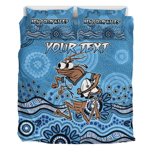 New South Wales Sport Custom Bedding Set - Custom Blue Cockroach Blooded Aboriginal Inspired Bedding Set