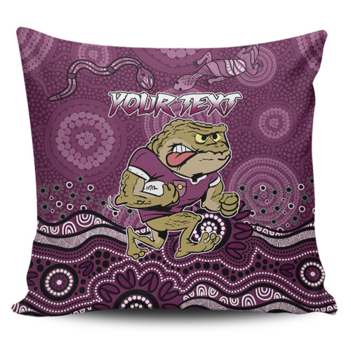Queensland Sport Custom Pillow Covers - Custom Maroon Cane Toad Blooded Aboriginal Inspired Pillow Covers