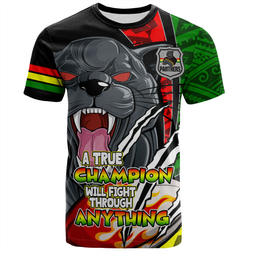 Penrith City T-Shirt - A True Champion Will Fight Through Anything With Polynesian Patterns