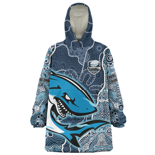 Sutherland and Cronulla Grand Final Snug Hoodie - Custom With Contemporary Style Of Aboriginal Painting