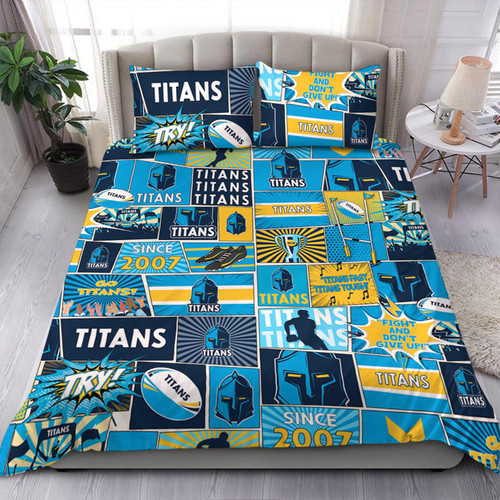 Gold Coast Bedding Set - Team Of Us Die Hard Fan Supporters Comic Style