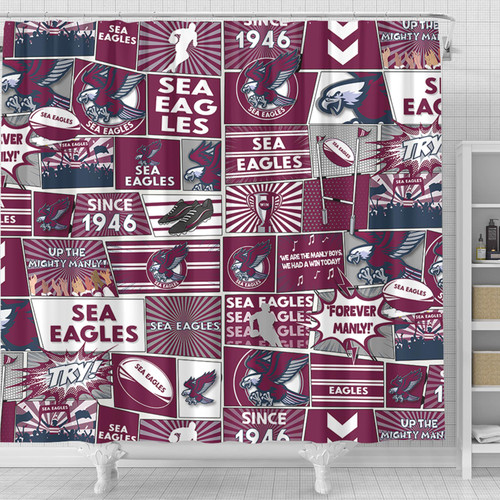 Sydney's Northern Beaches Shower Curtain - Team Of Us Die Hard Fan Supporters Comic Style