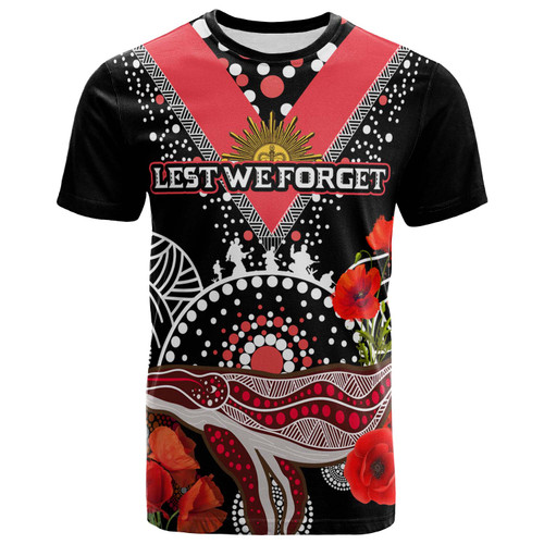 Australia Illawarra and St George Anzac Custom T-shirt - Aboriginal Inspired Whale Anzac Poppies T-shirt
