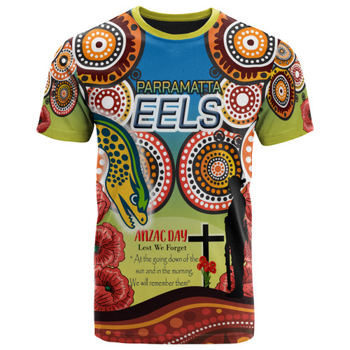 Australia Parramatta Aboriginal Inspired T- Shirt - Anzac Day Let We Forgot Poppy Flower Patterns T- Shirt