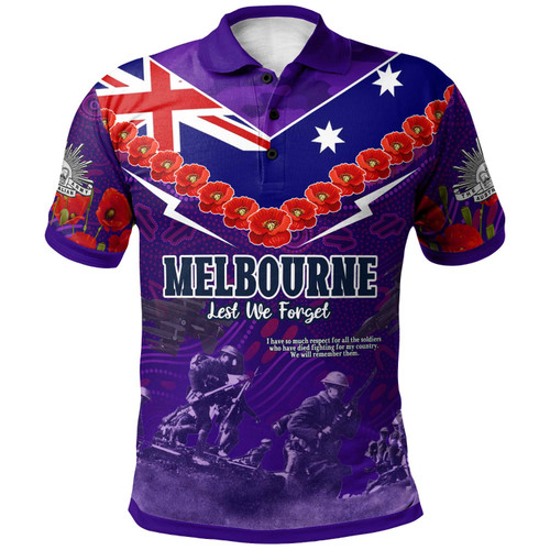 Australia Melbourne Anzac Custom Polo Shirt - Poppies Flower Aboriginal Inspired Melbourne Polo Shirt
