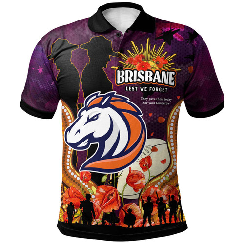 Australia Brisbane Anzac Custom Polo Shirt - Brisbane Aboriginal Inspired Pattern Anzac Remembrance Day Polo Shirt