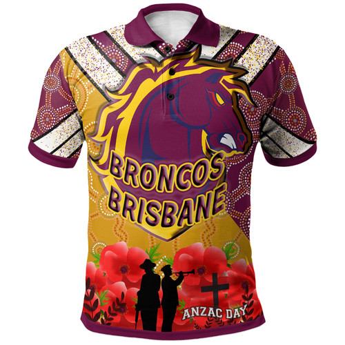 Australia Brisbane City Polo Shirt - Aboriginal Inspired And Anzac Day With Poppy Flower Patterns Polo Shirt