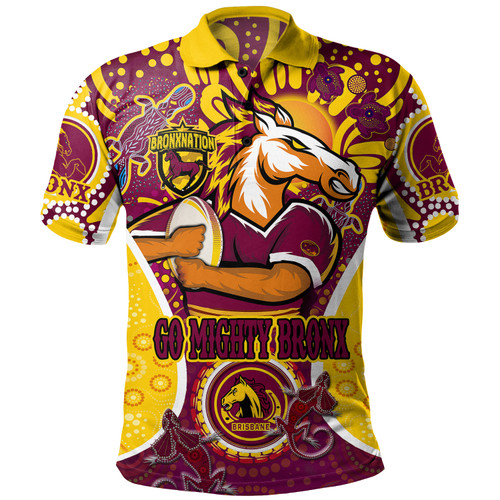 Australia Brisbane City Custom Polo Shirt - Go Mighty Bronx Indigenous Art Personalised Player Name And Number Polo Shirt