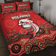 Redcliffe Sport Custom Quilt Bed Set - Custom Red Dolphins Blooded Aboriginal Inspired Quilt Bed Set