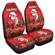 Redcliffe Sport Custom Car Seat Covers - Custom Red Dolphins Blooded Aboriginal Inspired Car Seat Covers