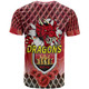 Australia Illawarra and St George T- Shirt- Aboriginal Inspired And Anzac Day With Dragons Poppy Flower Patterns T- Shirt