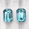 6x4 mm 2 pcs Emerald Cut Best AAA Fire Natural Electric Blue Zircon {Flawless-VVS1}--AAA Grade