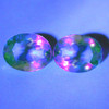 8x6 mm 2pcs Oval Amazing! Color Change White to Neon Green Natural Hyalite Opal {Flawless-VVS}--AAA Grade