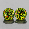 3.70 mm 2pcs Round AAA Rainbow Sparkles Natural Lime Green Demantoid Garnet {Flawless-VVS}