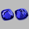6.50 mm 2pcs { 2.82 cts} Cushion AAA Fire D Block Intense Blue Tanzanite Natural {Flawless-VVS}--AAA Grade