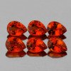 4x3 mm 6 pcs Pear AAA Fire Intense Orange Sapphire Natural (Flawless-VVS}--AAA Grade