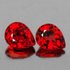 5x4 mm 2pcs Pear AAA Fire Intense Orange Red Sapphire Natural (Flawless-VVS}