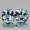 5.50 mm 2 pcs { 1.25 cts} Cushion Extreme Brilliancy Top Blue Aquamarine Natural {Flawless-VVS}