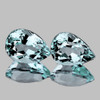 7.5x5.5 mm 2 pcs Pear AAA Fire Natural Top Blue Aquamarine {Flawless-VVS}