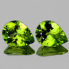 9.5x6.5 mm 2 pcs { 4.00 cts} Pear Brilliant Cut AAA Fire Natural Green Peridot {Flawless-VVS}