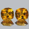 14x13.50 mm 2pcs { 20.28 cts} Cushion Brilliant Cut Extreme Brilliancy Intense Golden Yellow Citrine Natural (Flawless-VVS1}--AAA Grade