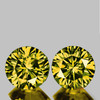 6.00 mm 2pcs { 1.87 cts} Round Brilliant Cut Extreme Brilliancy AAA Golden Yellow Tourmaline Natural {Flawless-VVS }--AAA Grade