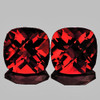 7.00 mm 2 pcs Cushion Checker Cut AAA Fire Intense Red Mozambique Garnet Natural {Flawless-VVS1}--AAA Grade