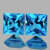 6.00 mm 2 pcs { 2.57 cts } Square Princess Cut AAA Fire Natural Swiss Blue Topaz {Flawless-VVS1}