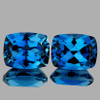 8x6 mm 2 pcs Cushion Brilliant Cut AAA Fire Intense London Blue Topaz Natural {Flawless-VVS1}--AAA Grade