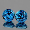 7.00 mm 2 pcs Round Brilliant Cut AAA Fire Intense AAA London Blue Topaz Natural {Flawless-VVS1}--AAA Grade