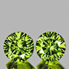 6.00 mm 2pcs { 1.51 cts } Round Brilliant Cut Extreme Brilliancy Natural AAA Lemon Green Tourmaline {Flawless-VVS}--AAA Grade