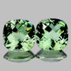 14.00 mm 2pcs { 19.75 cts } Cushion Checker AAA Fire AAA Green Amethyst Natural {Flawless-VVS1}