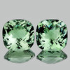 12.00 mm 2pcs { 12.07 cts } Cushion Checker AAA Fire Natural Green Amethyst {Flawless-VVS1}
