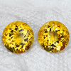 14.00 mm 2pcs { 18.35 cts} Round Brilliant Cut Extreme Brilliancy AAA Golden Yellow Citrine Natural (Flawless-VVS1}--AAA Grade