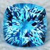 16.50 mm { 23.48 cts} Cushion Concave Cut Extreme Brilliancy Natural Swiss Blue Topaz {Flawless-VVS}--AAA Grade