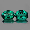 19x13.5 mm 2 pcs Oval {34.00 cts} ConCave Cut AAA Emerald Blue Green Fluorite Natural {Flawless-VVS1}