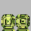 4.50 mm 2pcs { 1.19 cts} Square Asscher Cut AAA Neon Natural AAA Yellow Green Chrysoberyl {Flawless-VVS}--AAA Grade