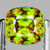 6x5.5 mm { 1.00 cts } Cushion Excellent Rainbow Flash Intense Yellow Green Sphene Natural { Flawless-VVS }--AAA Grade