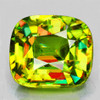 6x5.5 mm { 1.02 cts } Cushion Excellent Rainbow Flash Intense Green Yellow Sphene Natural { Flawless-VVS }--AAA Grade