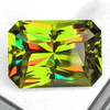 7x5 mm { 1.10 cts } Octagon Princess Cut Excellent Rainbow Flash Natural AAA Canary Green Sphene { Flawless-VVS }--AAA Grade