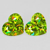 6.50 mm 2 pcs { 2.22 cts } Heart Excellent Rainbow Flash Natural AAA Green Sphene { Flawless-VVS }--AAA Grade