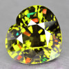 6.50mm { 1.28 cts } Heart Excellent Rainbow Flash Natural Green Yellow Sphene { Flawless-VVS }--AAA Grade