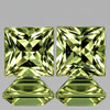 4.00 mm 2 pcs Square Machine Princess Cut Extreme Brilliancy Natural Golden Green Sapphire {Flawless-VVS}--AAA Grade