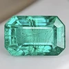 6x4 mm { 0.60 cts } Octagon Emerald Cut Best AAA Neon Natural AAA Blue Green Emerald { AAA Grade }