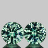 4.00 mm 2 pcs Round Machine Brilliant Cut Extreme Brilliancy Mozambique Blue Green Sapphire Natural {Flawless-VVS}--AAA Grade