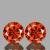 6.00 mm 2 pcs Round Brilliant Machine Cut Extreme Brilliancy Natural Best AAA Vivid Orange Zircon {Flawless-VVS1}--AAA Grade