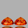 4.50 mm 2pcs {1.04 cts} Round AAA Fire AAA Orange Sapphire Natural {Flawless-VVS}