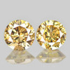 3.50 mm 2 pcs {0.38 cts} Round Brilliant Cut AAA Fire Vivid Golden Champagne Diamond Natural